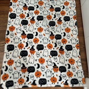Halloween Ghost and Pumpkin Plush Baby Blanket